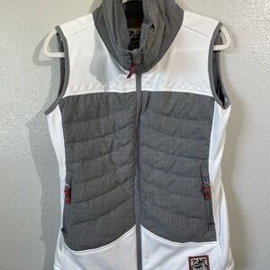 Alp-n-Rock Down Puffer Vest Gray White Pertex Zip Pockets Ski Chalet Size 3 Warm